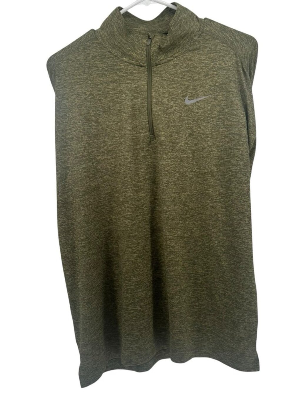 Nike Running Dri Fit 1/4 Zip Pullover Men’s L Green Premium Stretch‎ Reflective - Picture 2 of 9